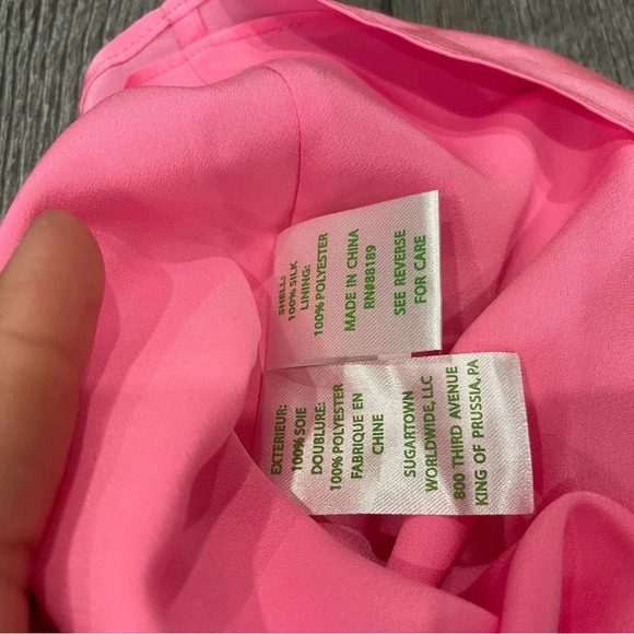 NWT Lilly Pulitzer Pink Pout 100% Silk style 23496 MSRP$98 sz XS - Picture 5 of 7